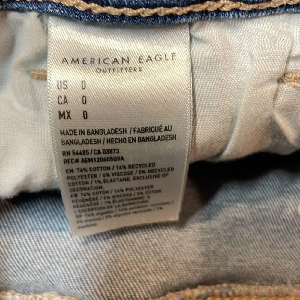 American eagle women’s mom shorts high-rise denim size 0 - Picture 4 of 5